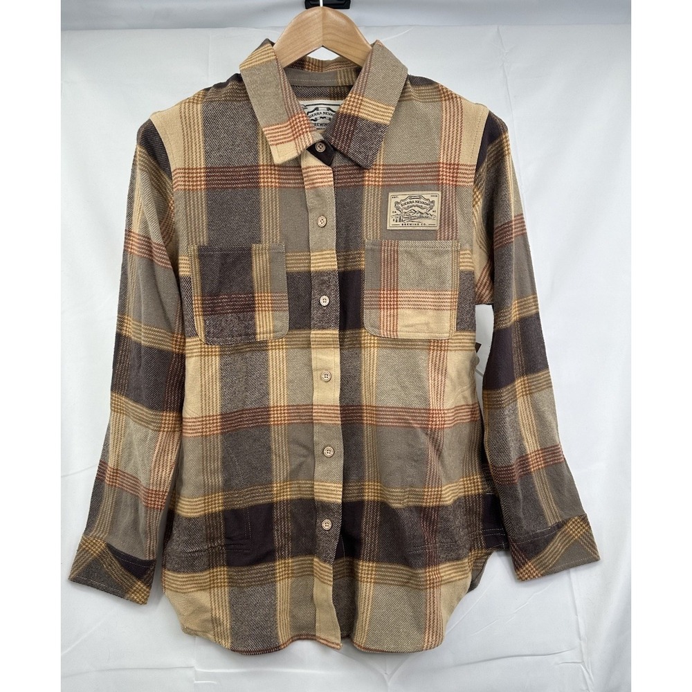 Sierra Nevada Brown Plaid Collared Button Down Flannel New Shirt Women's Size M